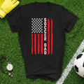 Soccer Dad Flag T-Shirt American Flag with Soccer Ball Stars