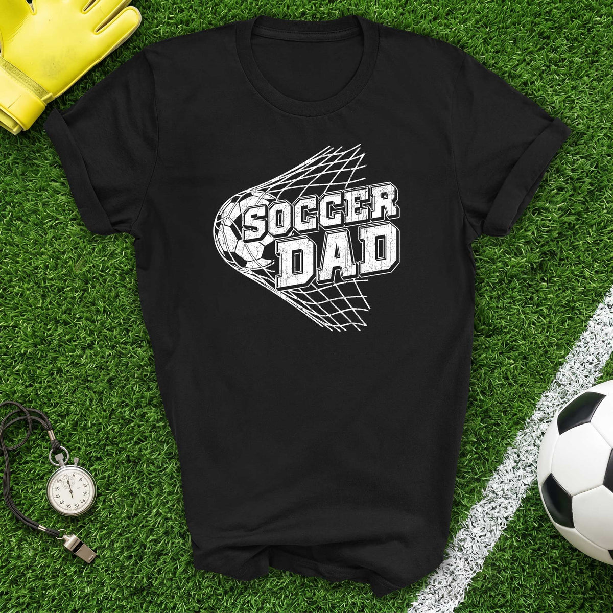 Soccer Dad T-Shirt Vintage Goal Net Graphic Tee for Sports Parents