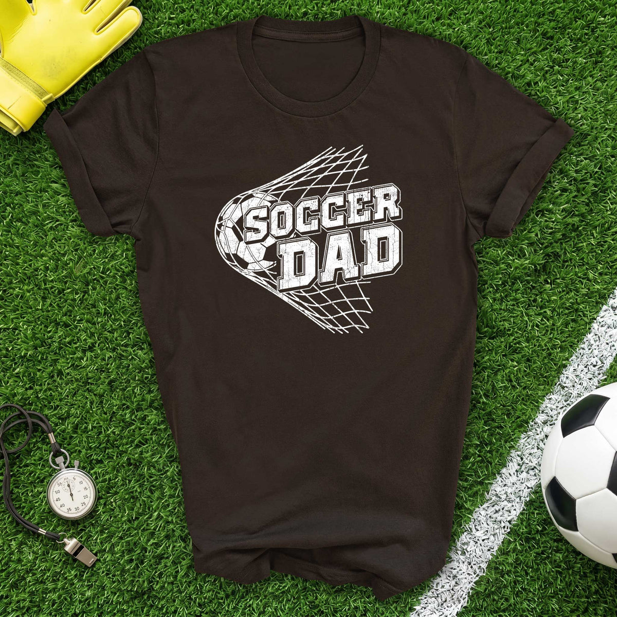 Soccer Dad T-Shirt Vintage Goal Net Graphic Tee for Sports Parents