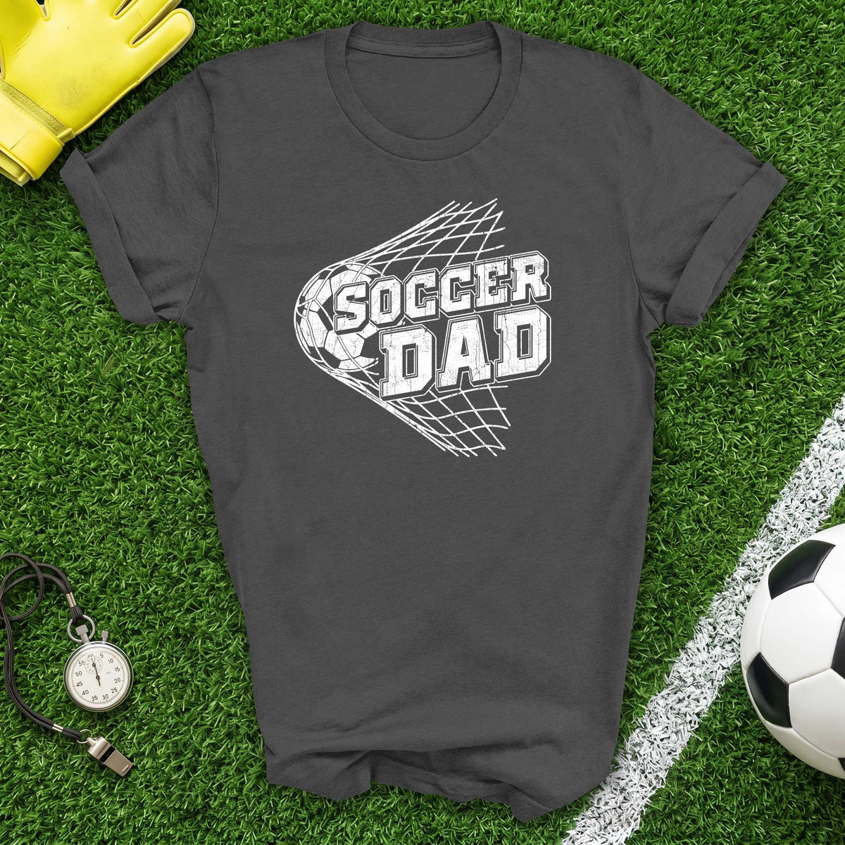 Soccer Dad T-Shirt Vintage Goal Net Graphic Tee for Sports Parents