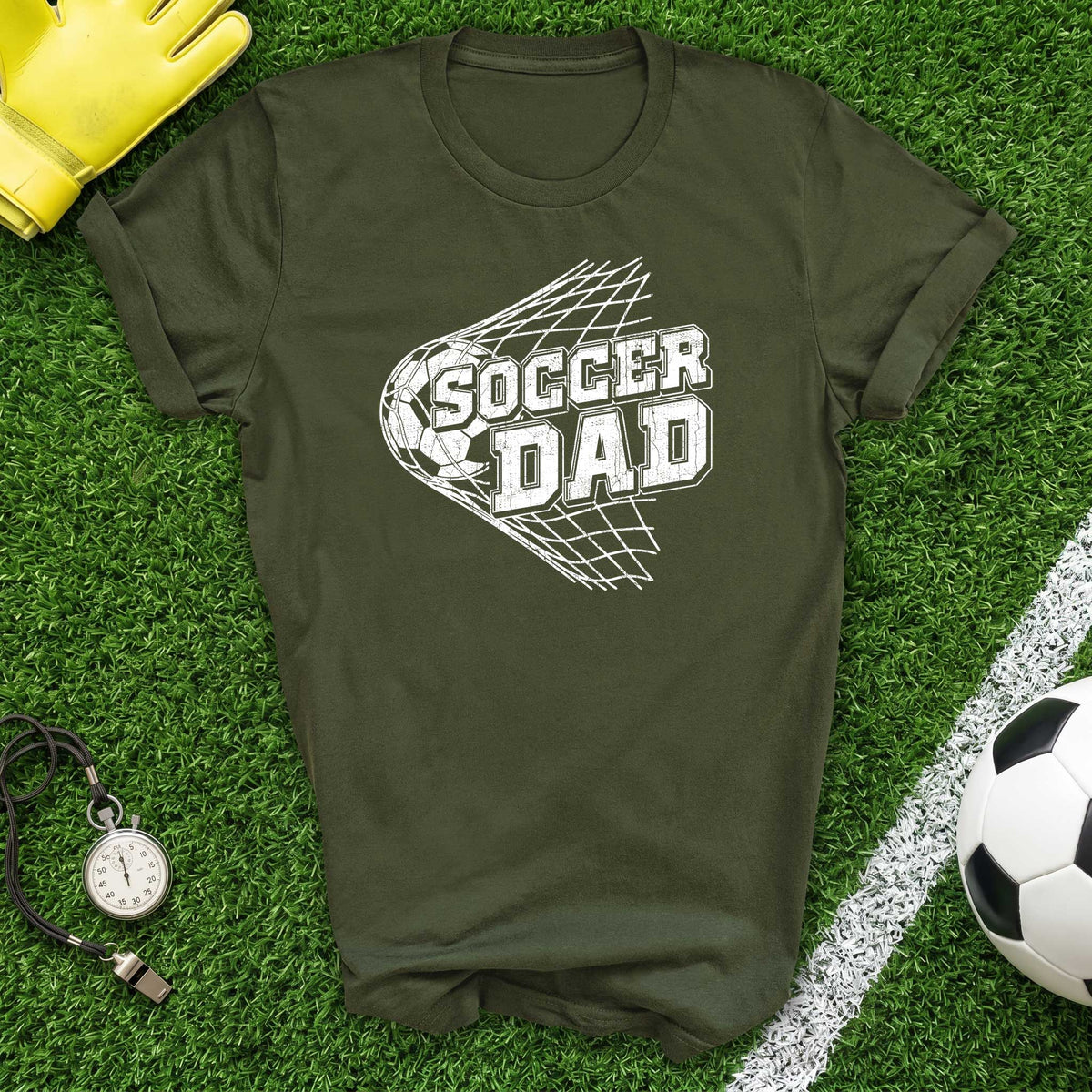 Soccer Dad T-Shirt Vintage Goal Net Graphic Tee for Sports Parents