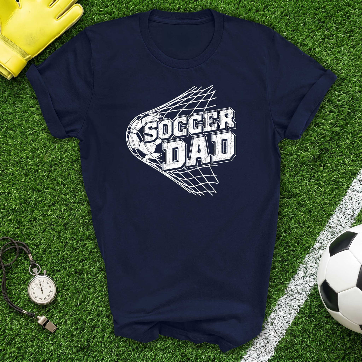 Soccer Dad T-Shirt Vintage Goal Net Graphic Tee for Sports Parents