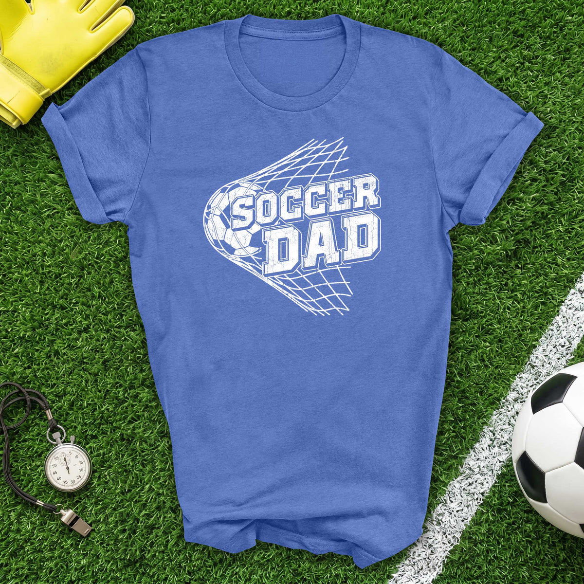 Soccer Dad T-Shirt Vintage Goal Net Graphic Tee for Sports Parents